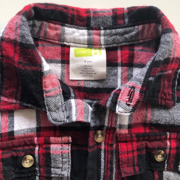 Crazy 8 Boys Flannel Shirt Size 3 Years Old - Picture 5 of 7
